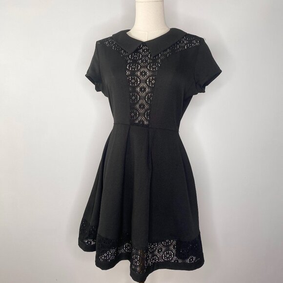 Rehab - Goth Black Collared Dress, Wednesday Adams Style - Picture 1 of 8